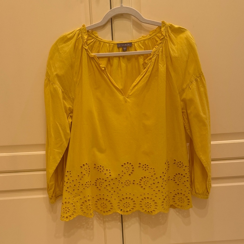 Lilla P Yellow Eyelet Blouse